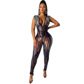 Jumpsuit mit Pailletten und Schnallen